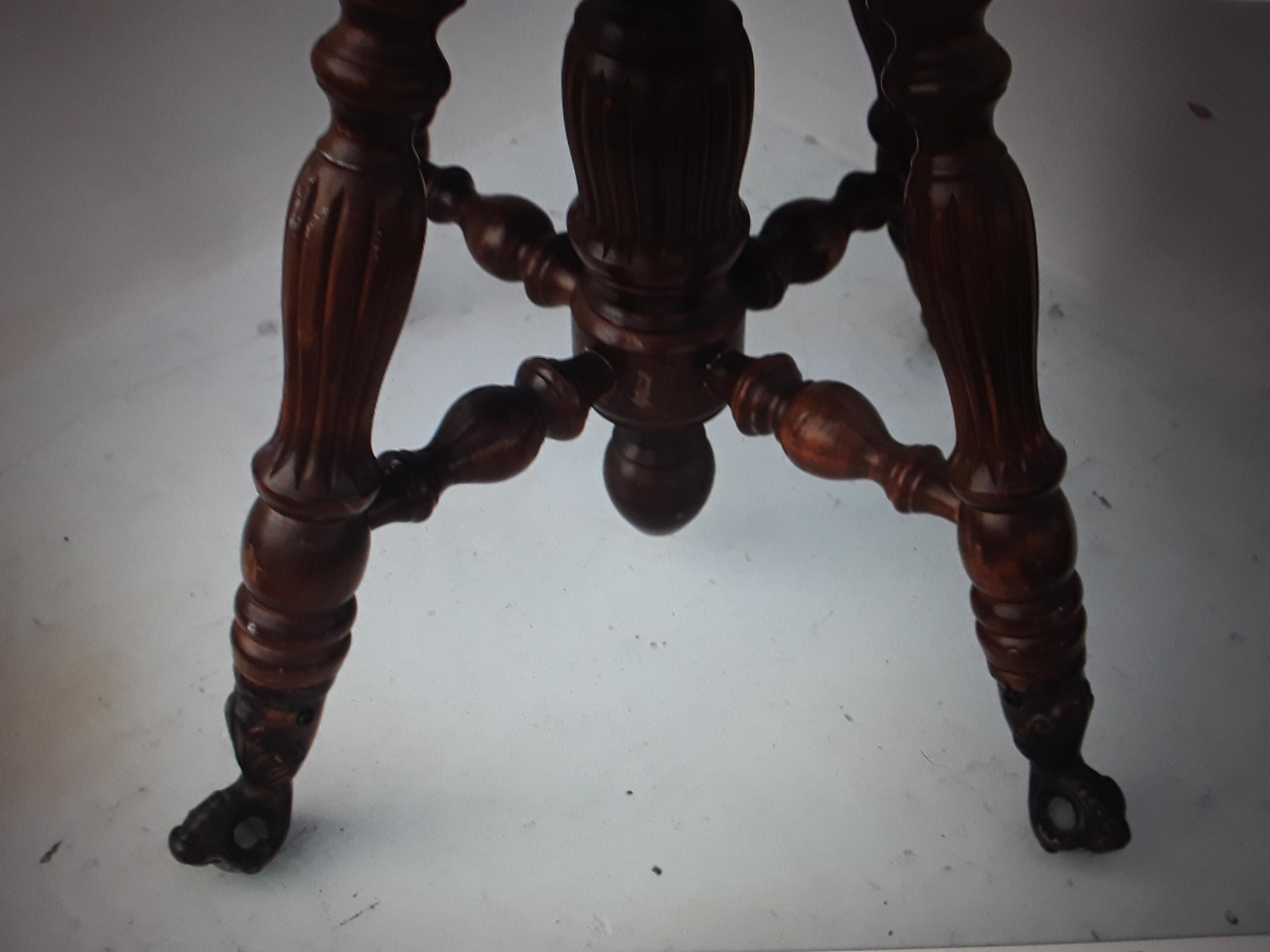 Early 20th Century c1900 Antique Victorian High Back Ball / Claw Swivel Piano Stool For Sale