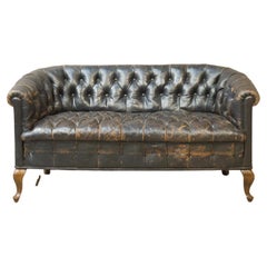 Vintage circa 1900 Buttoned Leather Chesterfield Sofa