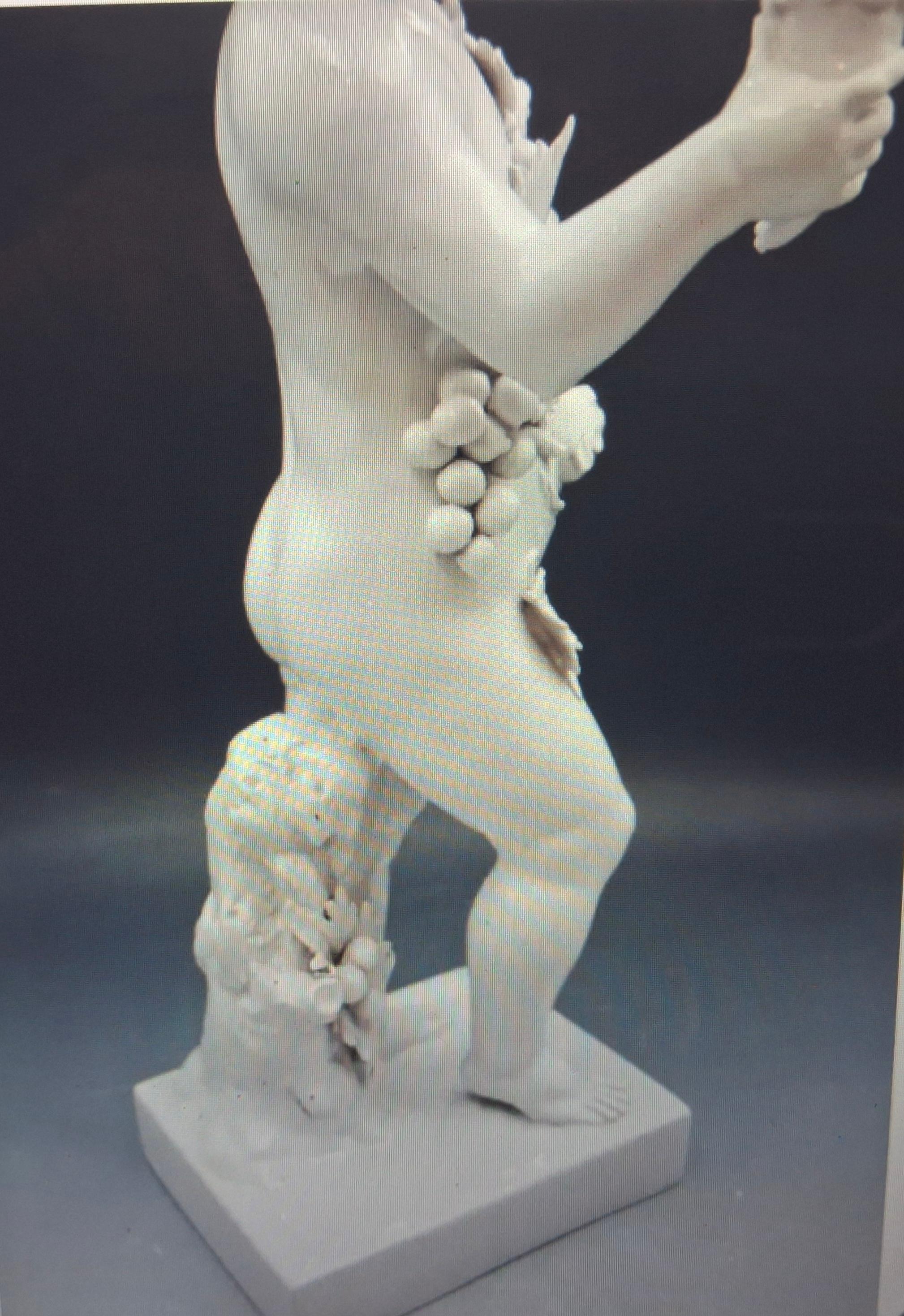 c1900 Continental Gran Escultura Niño Bacanal - Terracota vidriada en venta 9