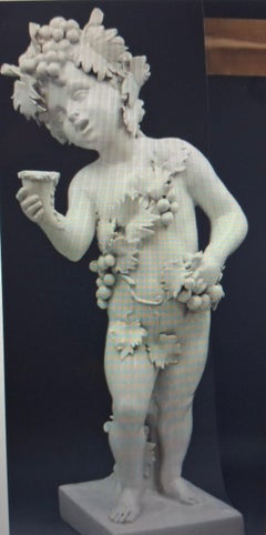 c1900 Continental Large Bacchanalian Child Figurine Sculpture - Glaze Terracotta