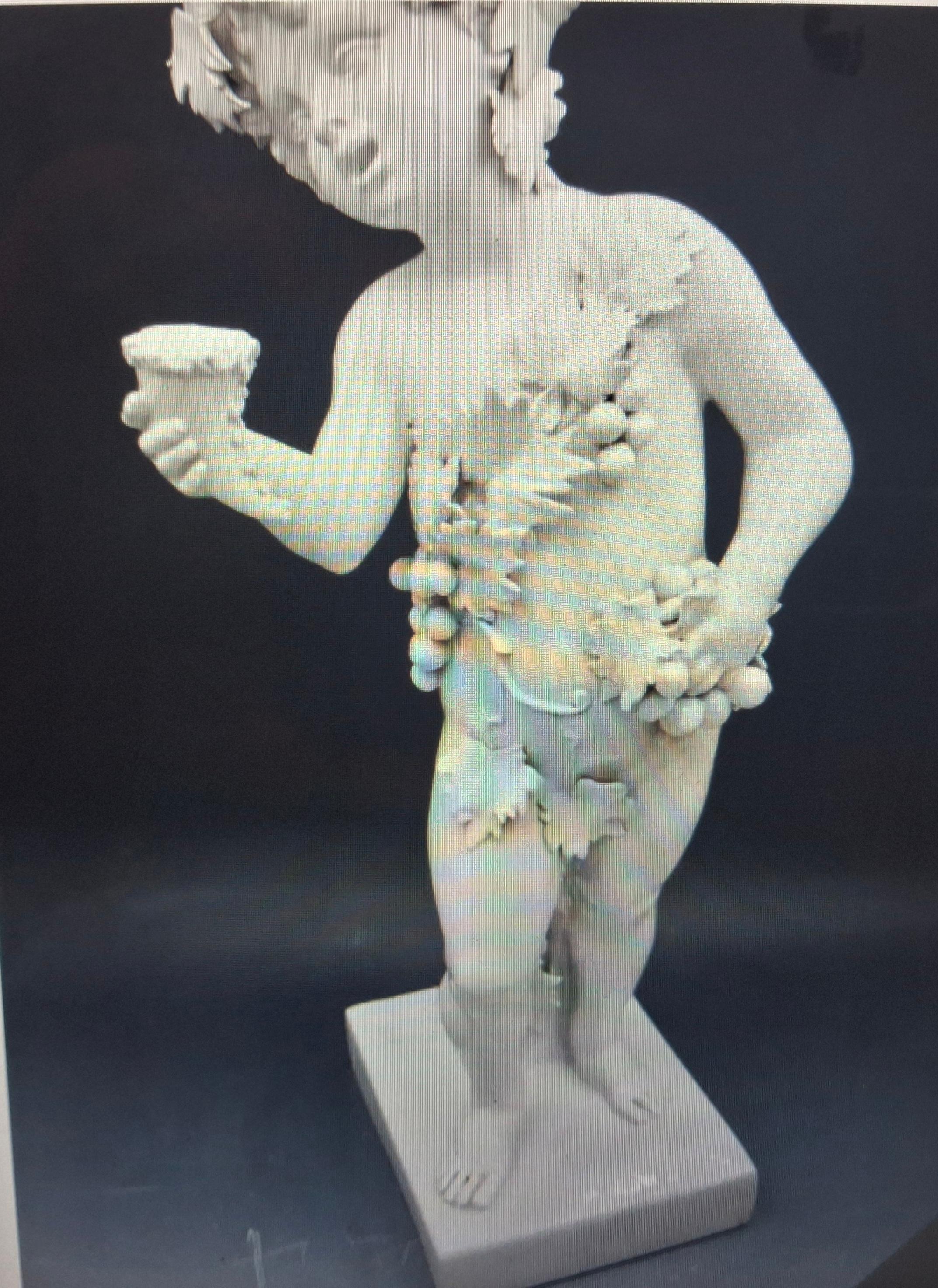 c1900 Continental Gran Escultura Niño Bacanal - Terracota vidriada en venta 14