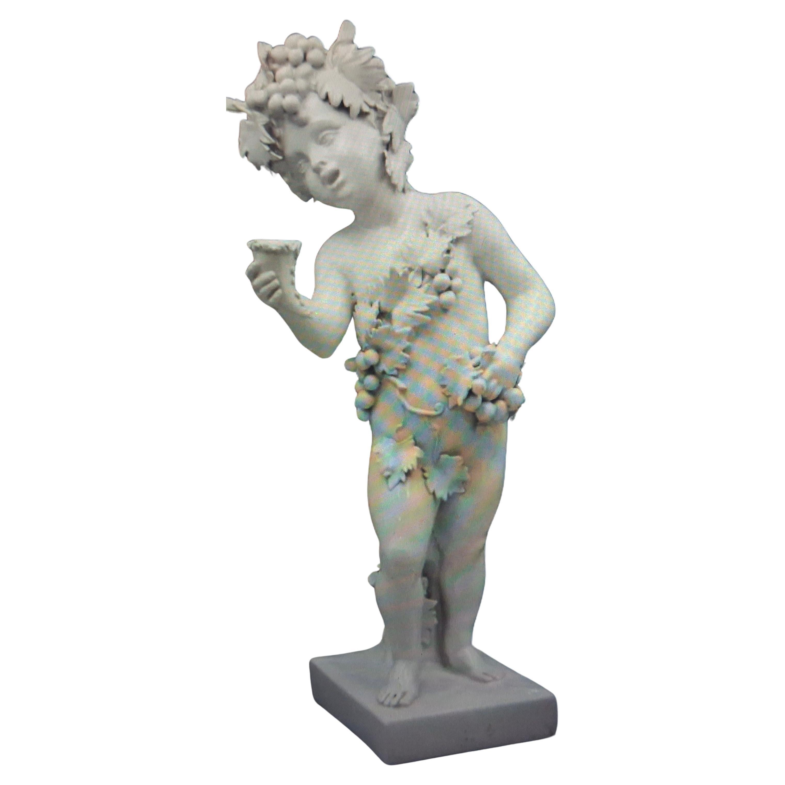 c1900 Continental Gran Escultura Niño Bacanal - Terracota vidriada en venta