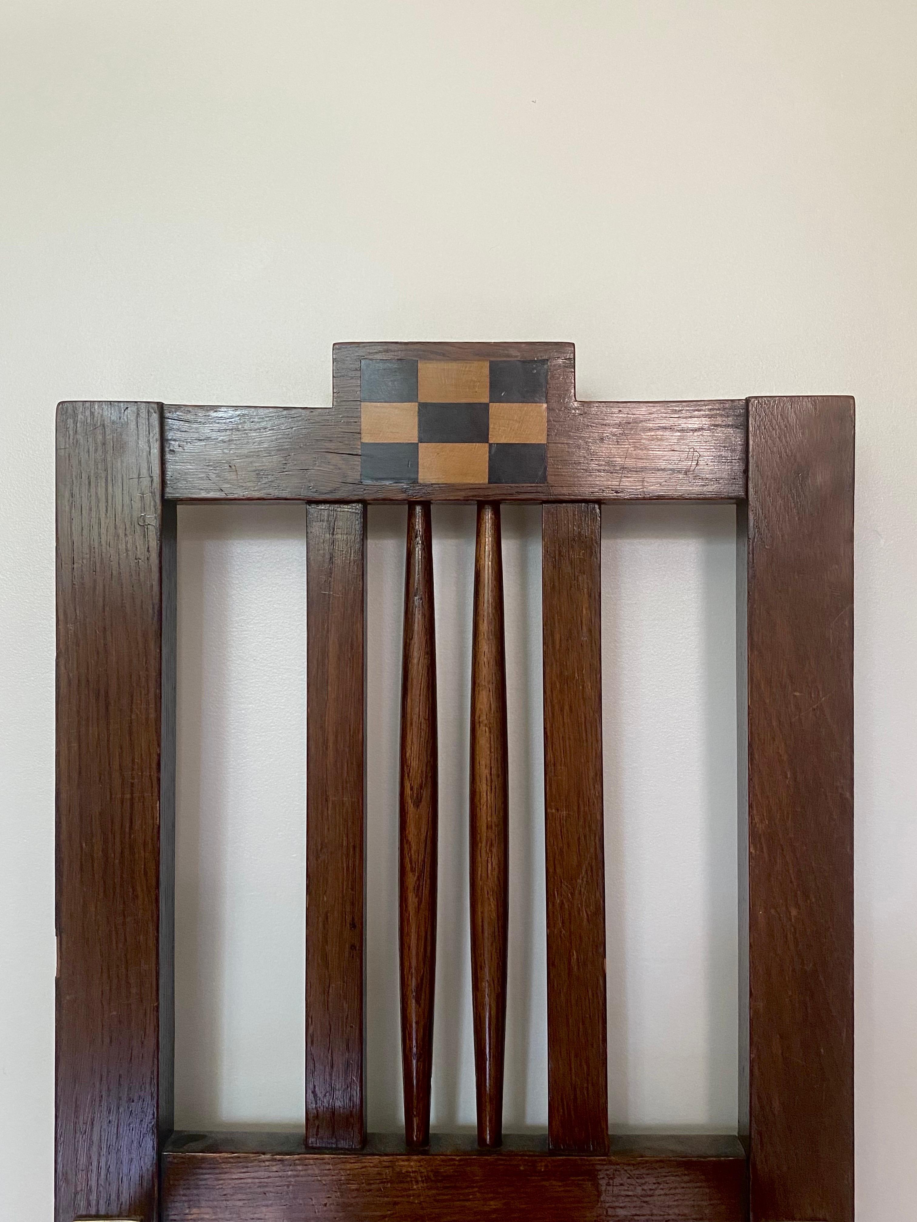 c1900 Englisch Eiche & Messing Arts & Crafts Schirmstock Stand w / Geometrische Inlay im Angebot 5