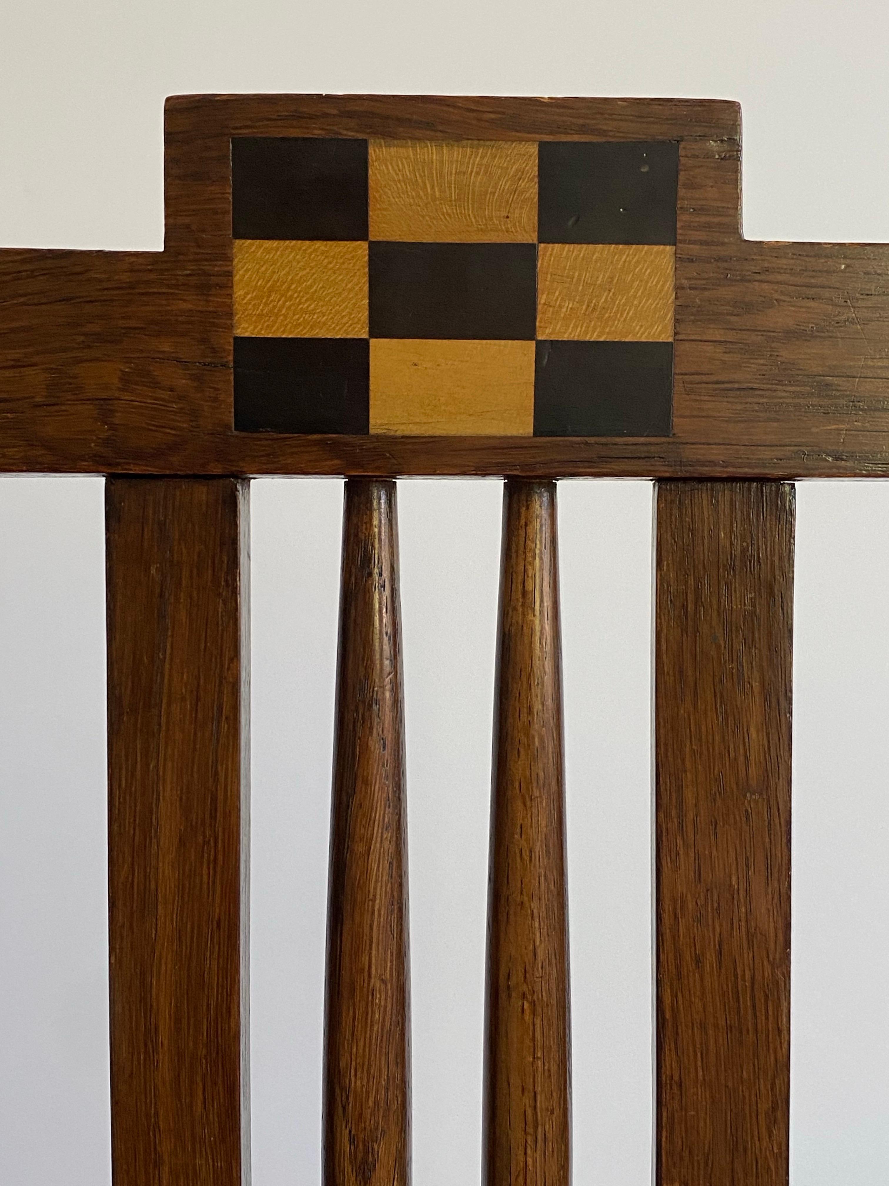 c1900 Englisch Eiche & Messing Arts & Crafts Schirmstock Stand w / Geometrische Inlay im Angebot 7