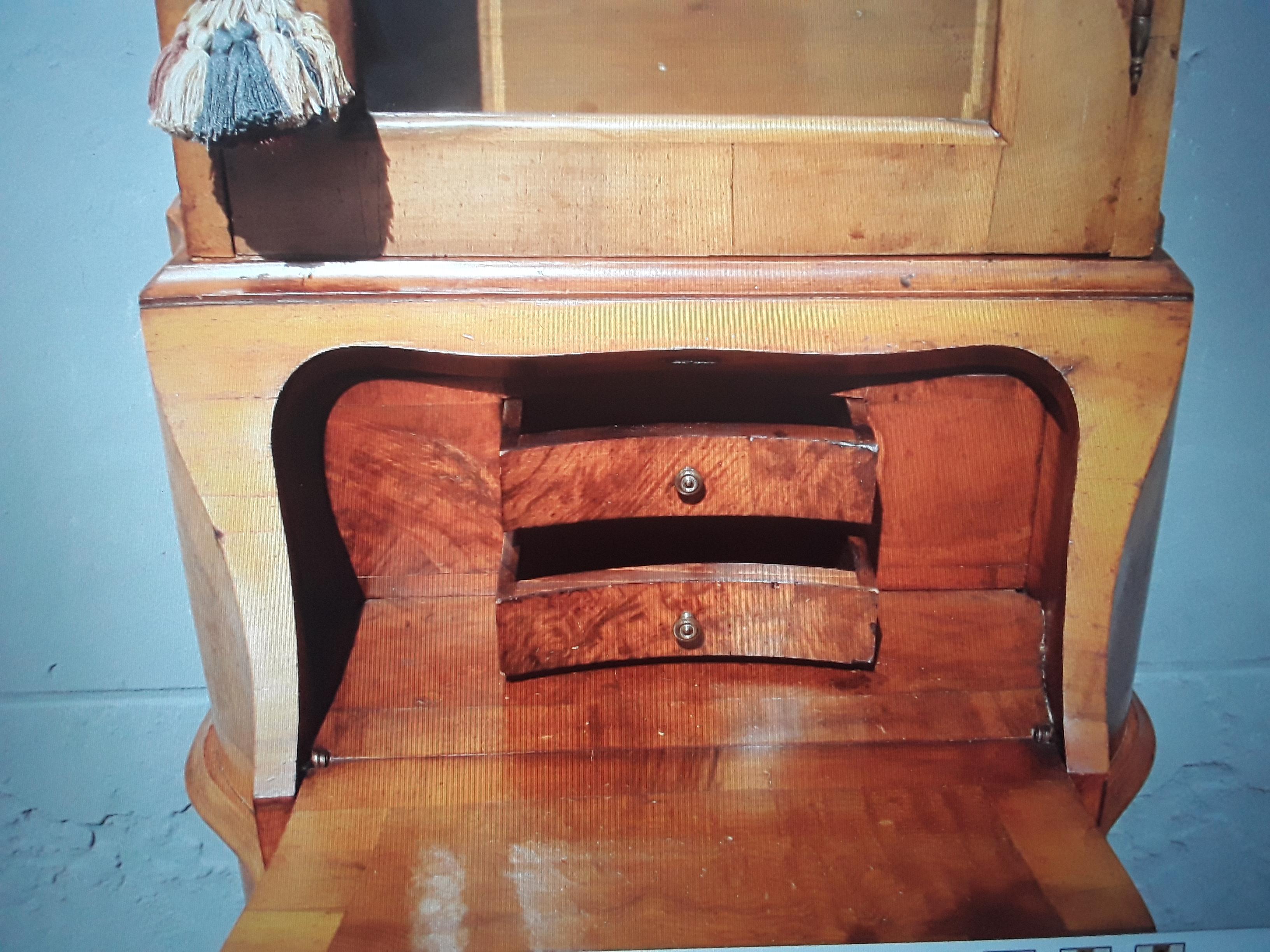 c1900 French Antique Louis XVI Style Burl Wood Secretary/ Desk - Petite Size For Sale 1