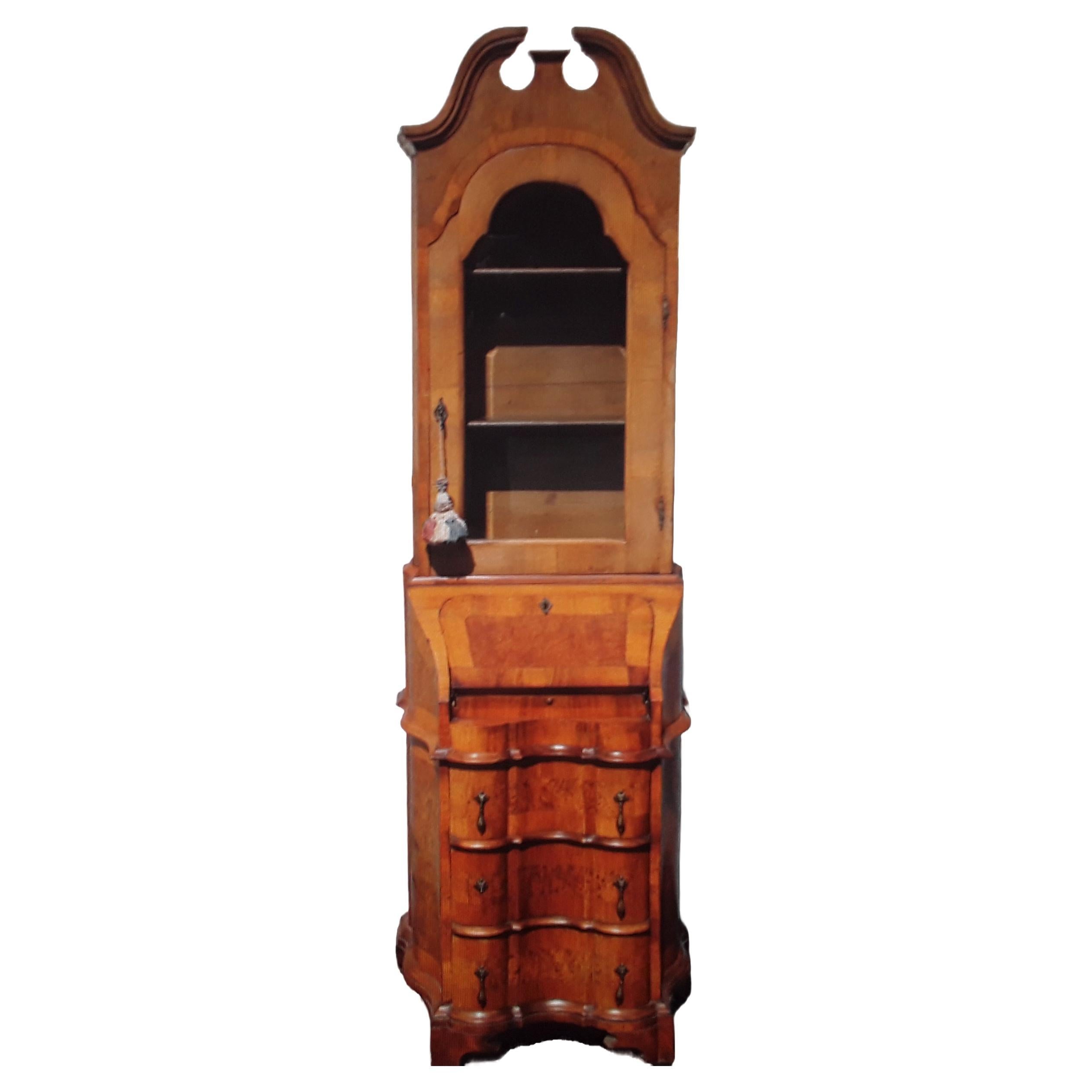 c1900 French Antique Louis XVI Style Burl Wood Secretary/ Desk - Petite Size For Sale