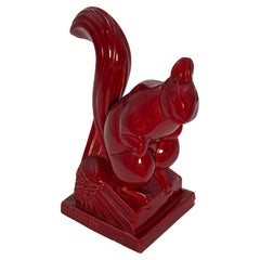 C1900 Ardilla Roja de Cerámica Francesa