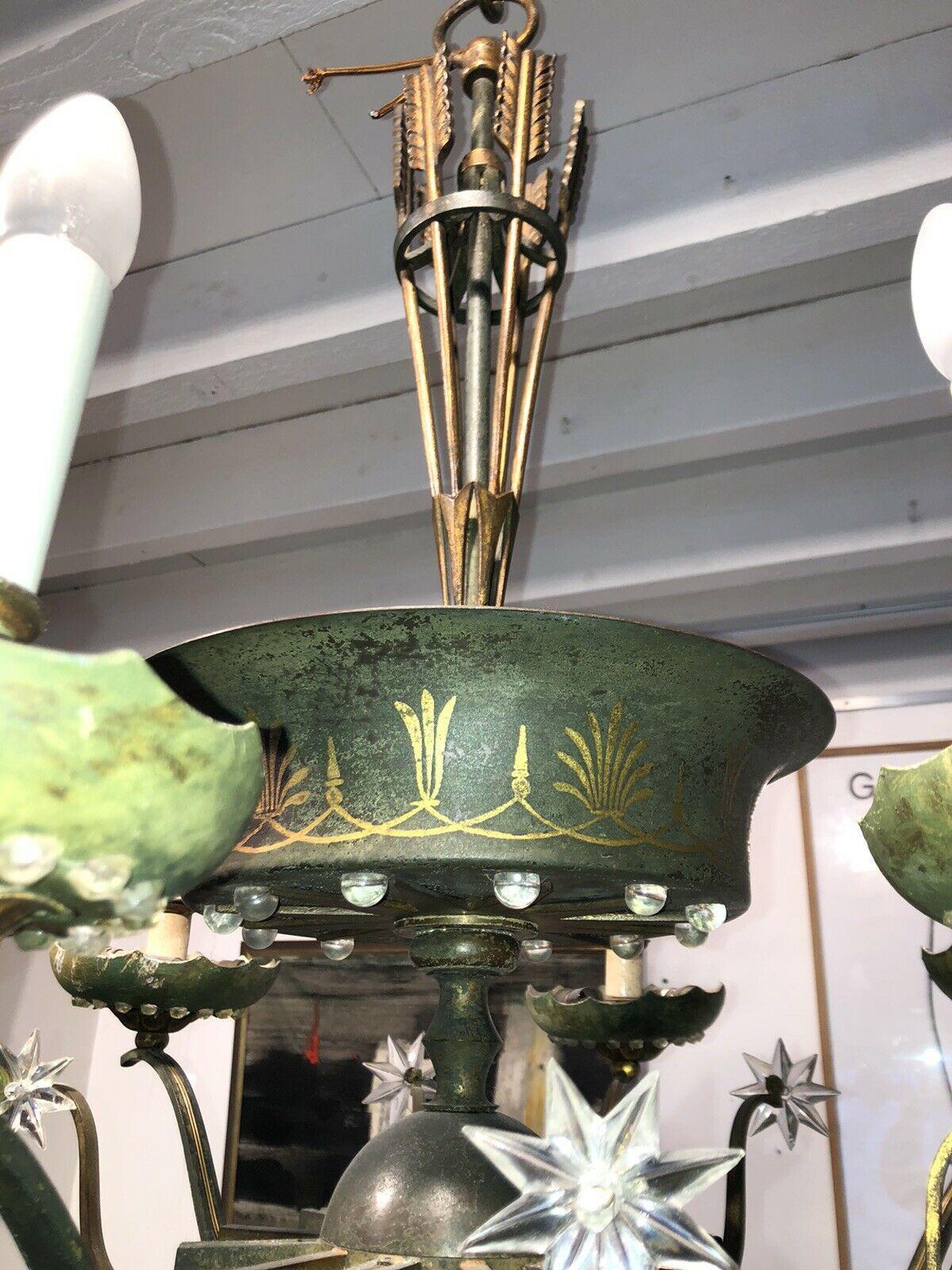 Early 20th Century c1900 French Empire 23 Light Gilt Bronze/ Tole/ Quiver/ Chandelier Maison Bagues For Sale