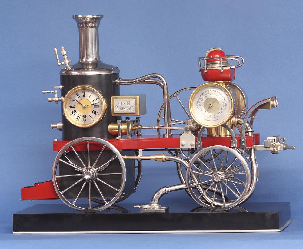 c.1900 French Industrial Fire Engine Clock For Sale 1