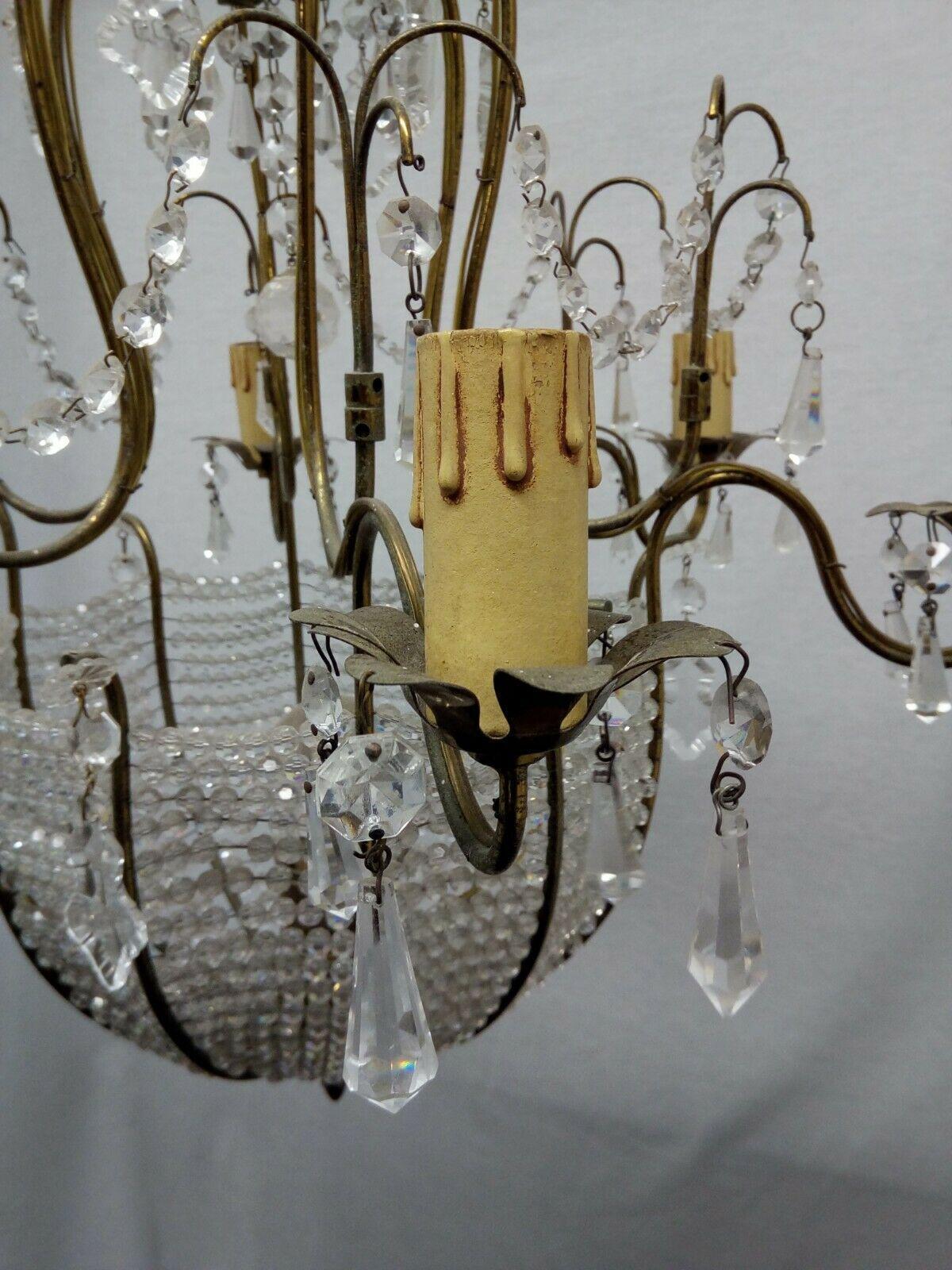 Late 19th Century c1900 French Louis XVI style Cut Crystal Basket Form Chandelier Swarovski For Sale