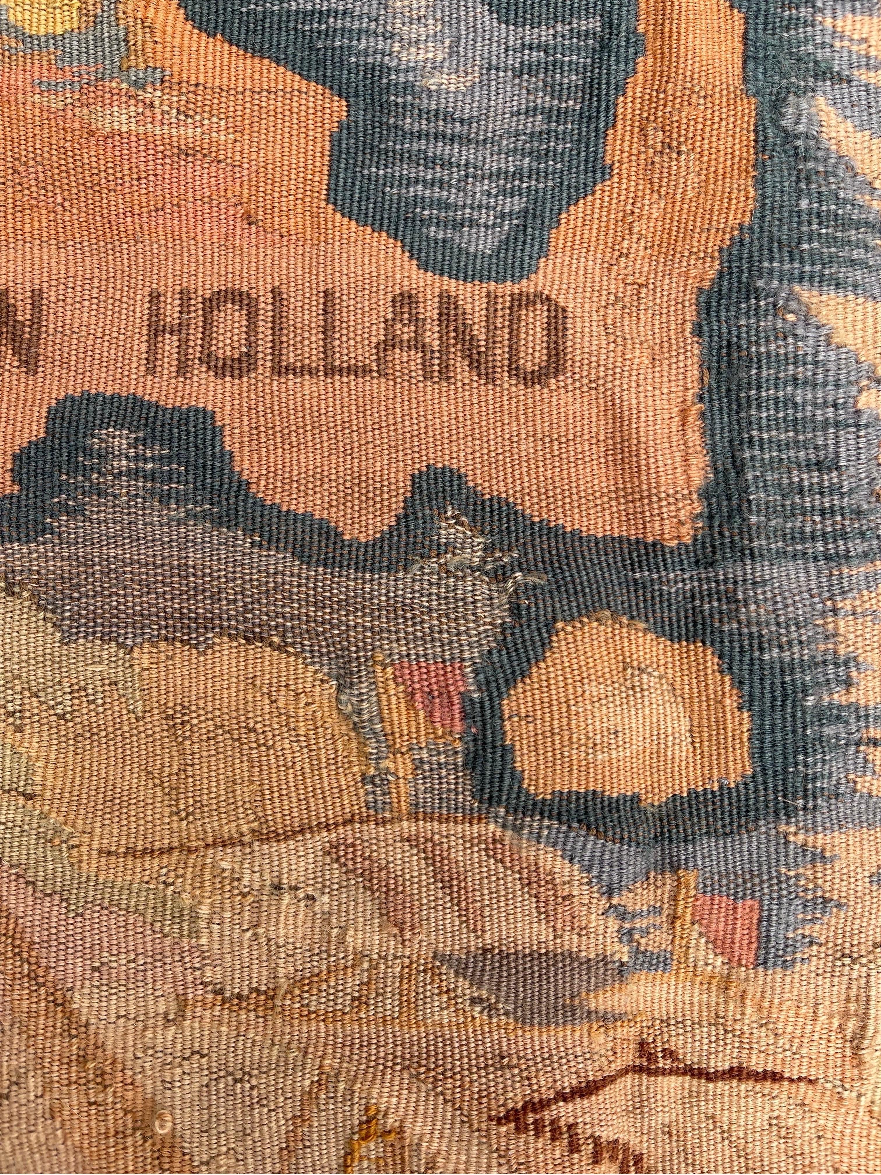c.1900 Handwoven French Tapestry Map New Netherlands, Amsterdam, 1626 New York For Sale 7