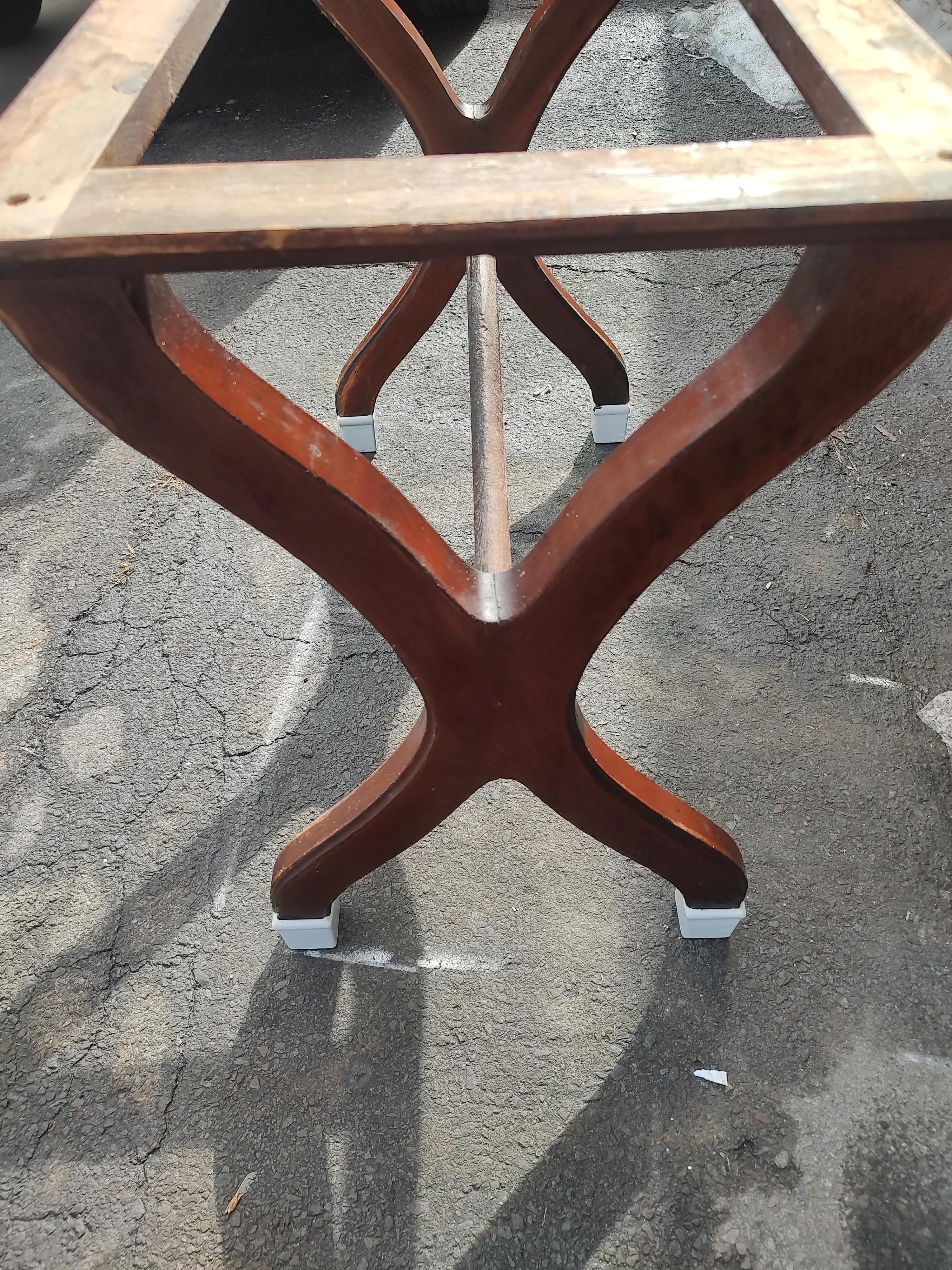 C1900 Ice Cream Parlour Table Mahogany Base with a Thick Milk Glass Top For Sale 5