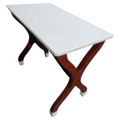 C1900 Eiscremefarbener Parlour-Tisch aus Mahagoni mit dicker Milchglasplatte