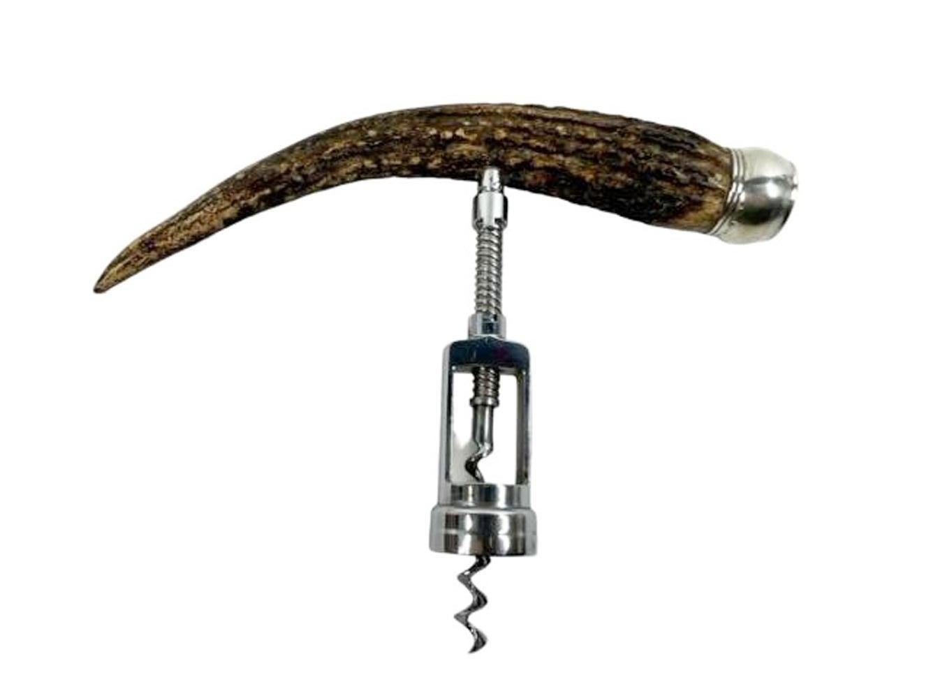 Stag horn double pillar mechanical corkscrew with an unusually large 10