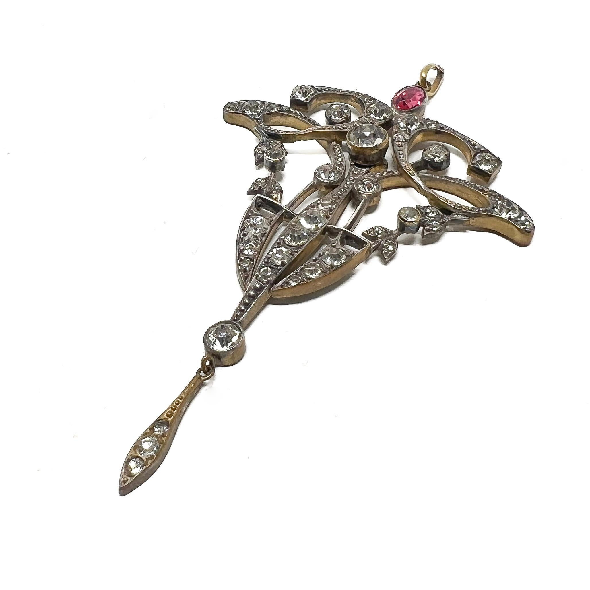 De las mujeres c.1900 Colgante Jugendstil Antiguo de Pasta y Vidrio Rojo en venta