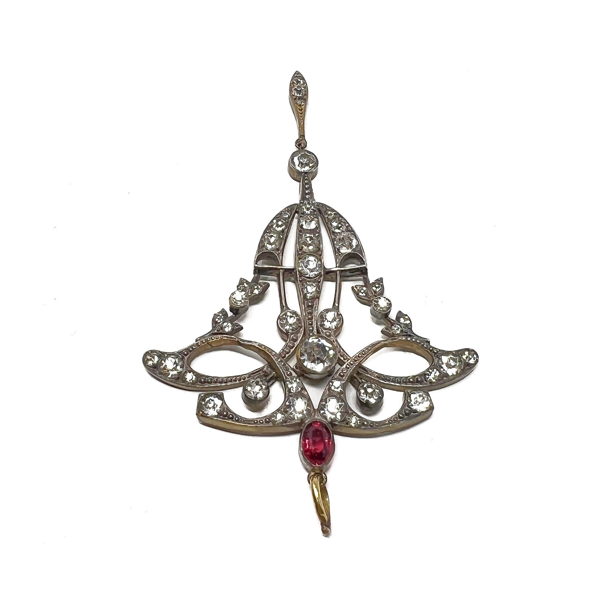 c.1900 Colgante Jugendstil Antiguo de Pasta y Vidrio Rojo en venta 1