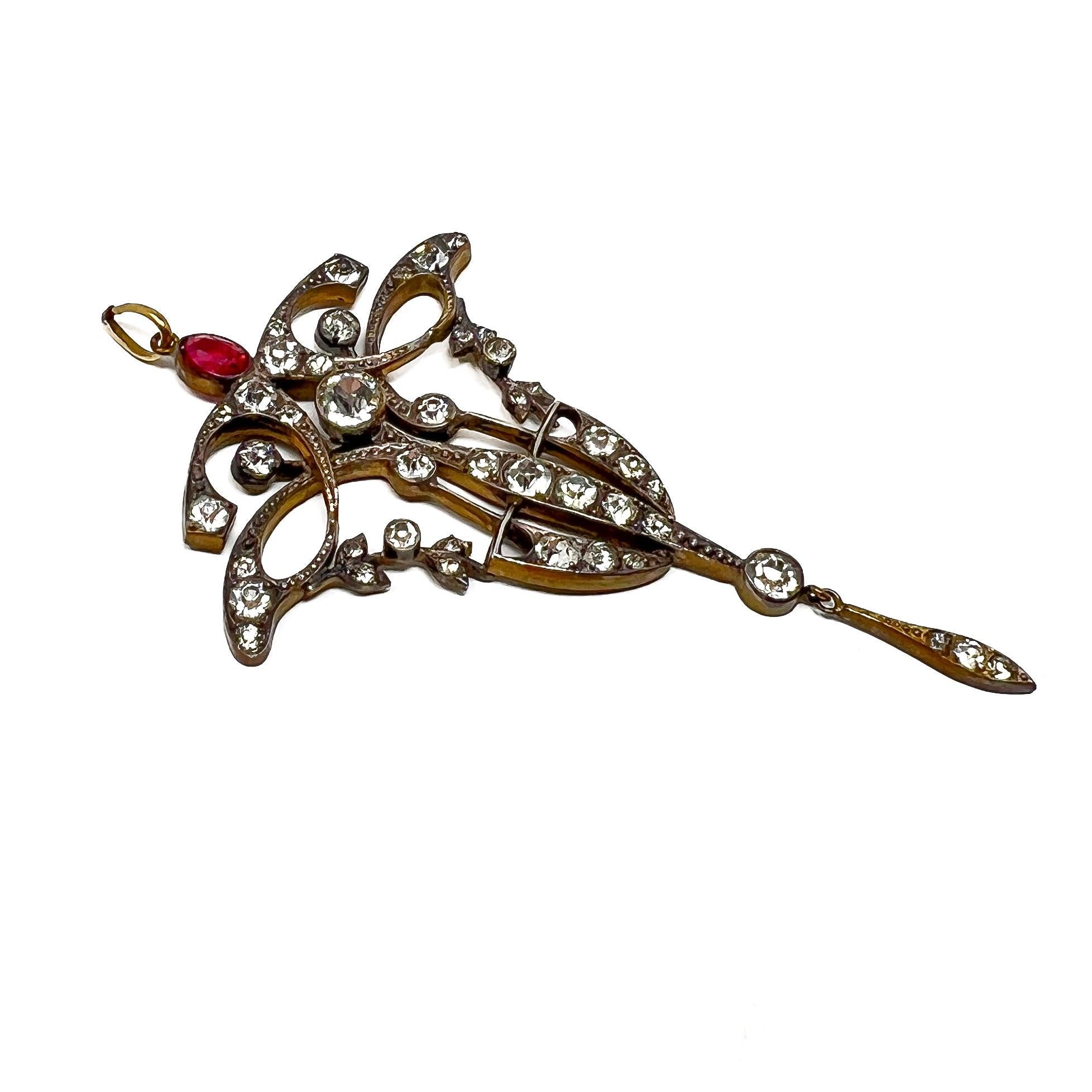 c.1900 Colgante Jugendstil Antiguo de Pasta y Vidrio Rojo en venta 2