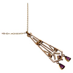 c.1900 Jugendstil Rolled Gold Antique Articulated Pendant and Chain
