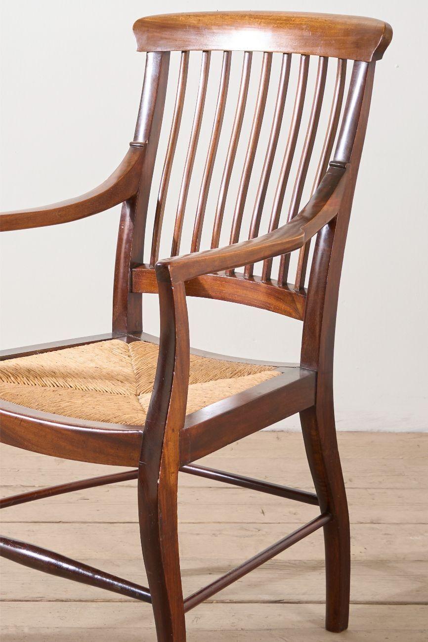 c.1900 Mahogany and rush seated library chair In Excellent Condition For Sale In Malton, GB