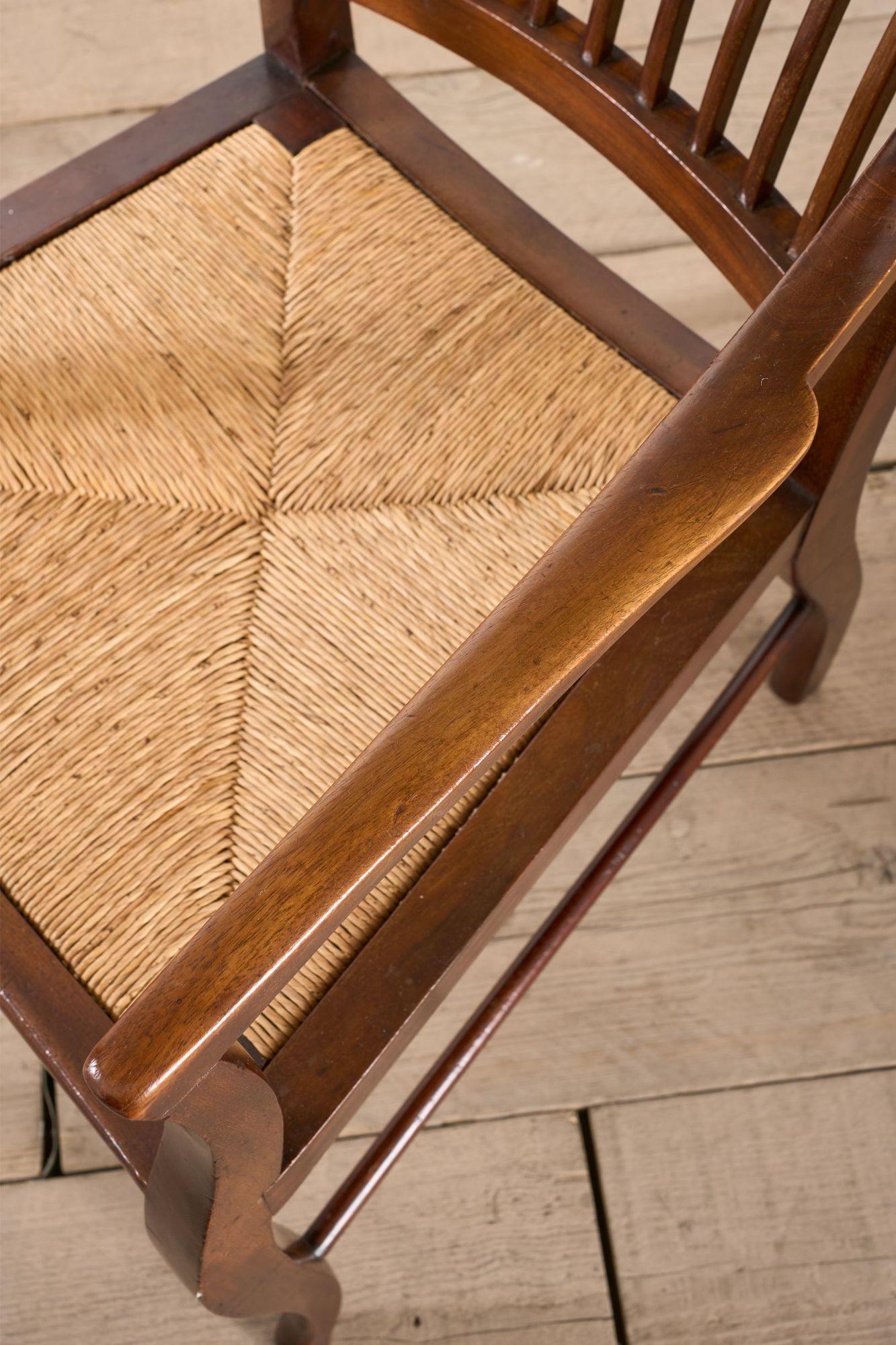 c.1900 Mahogany and rush seated library chair For Sale 2