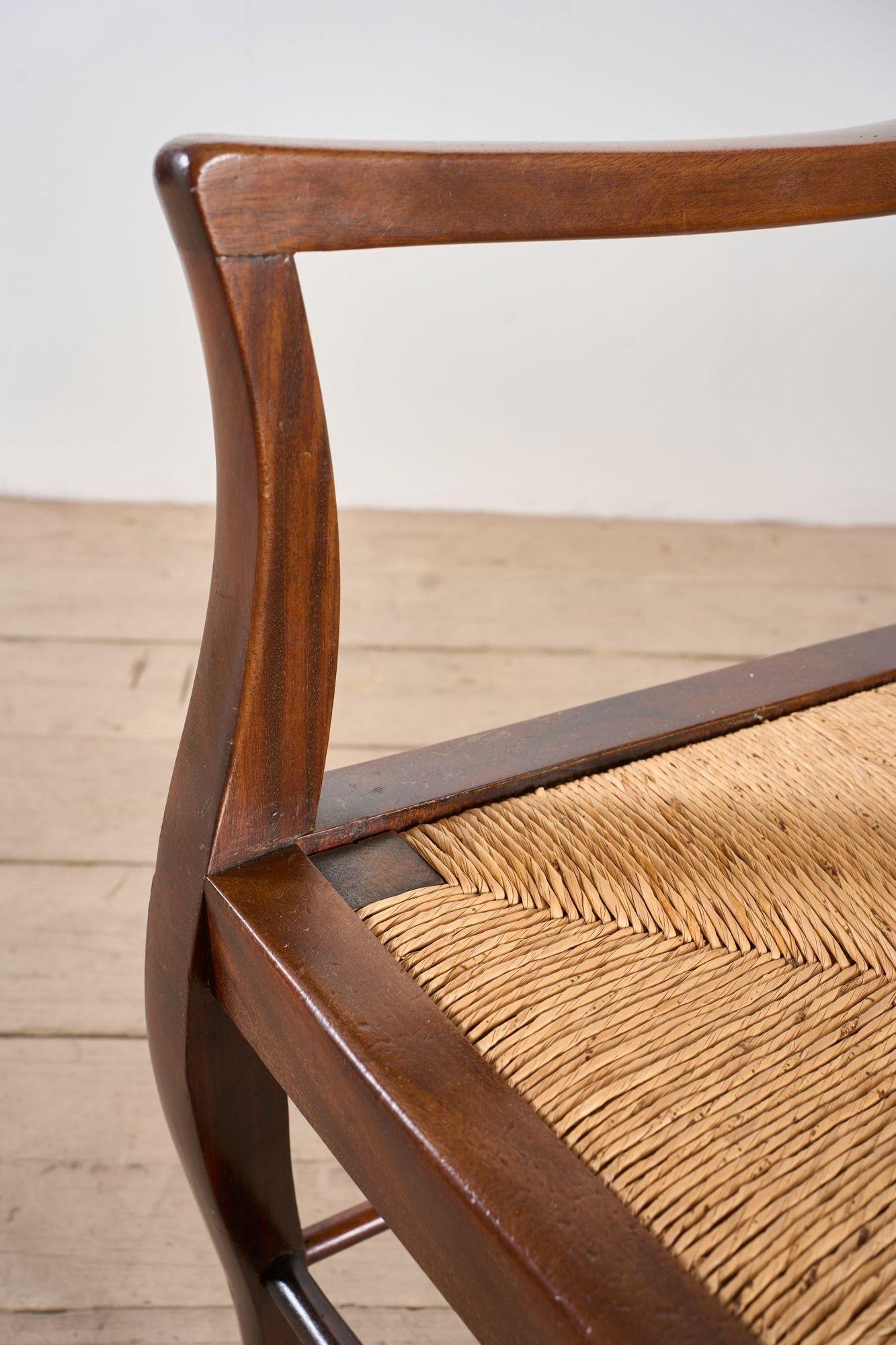 c.1900 Mahogany and rush seated library chair For Sale 4