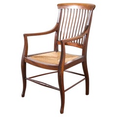 c.1900 Mahogany and rush seated library chair