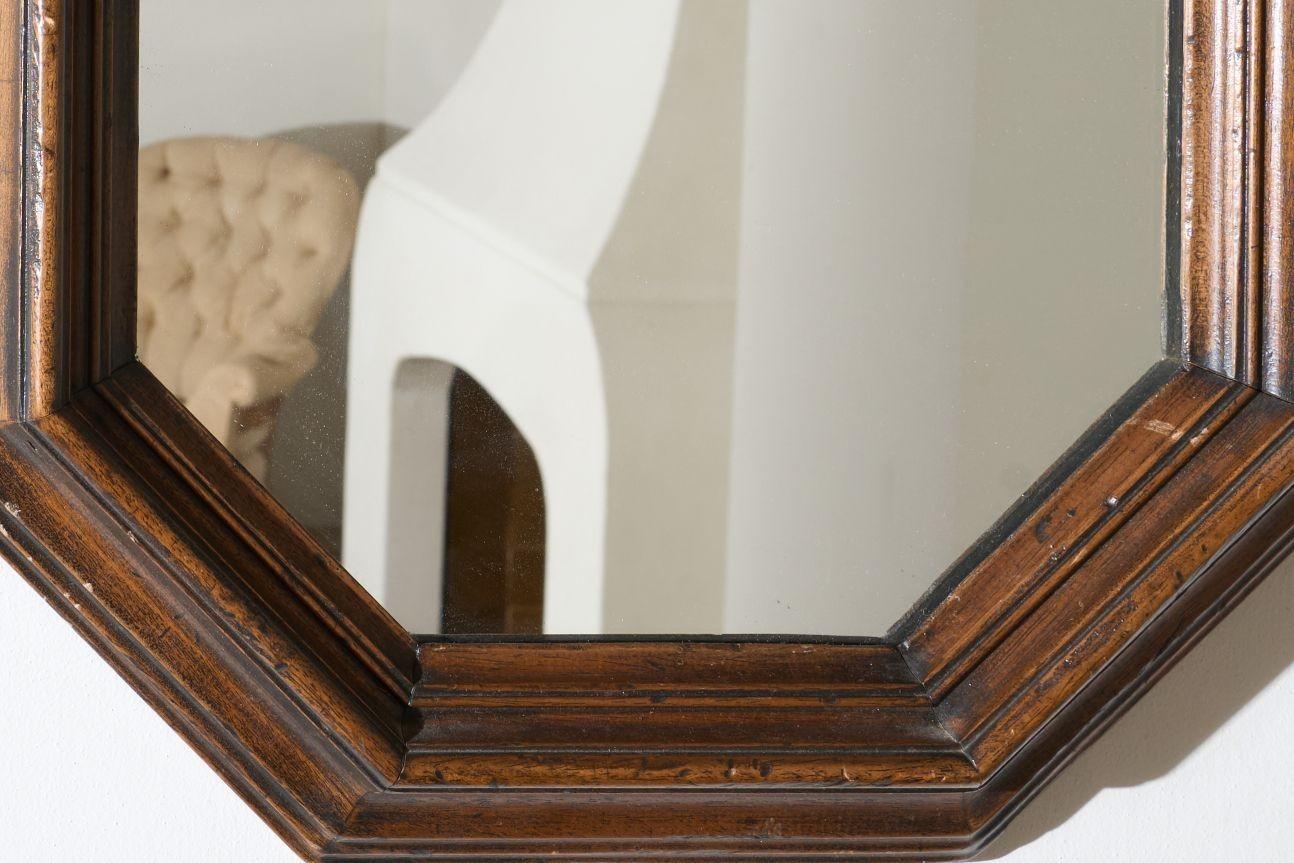 c.1900 Espejo de pared octogonal de roble Roble en venta