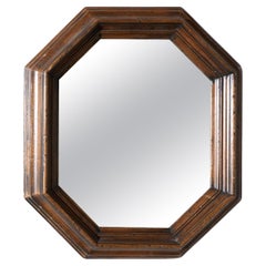 c.1900 Octagonal oak wall mirror