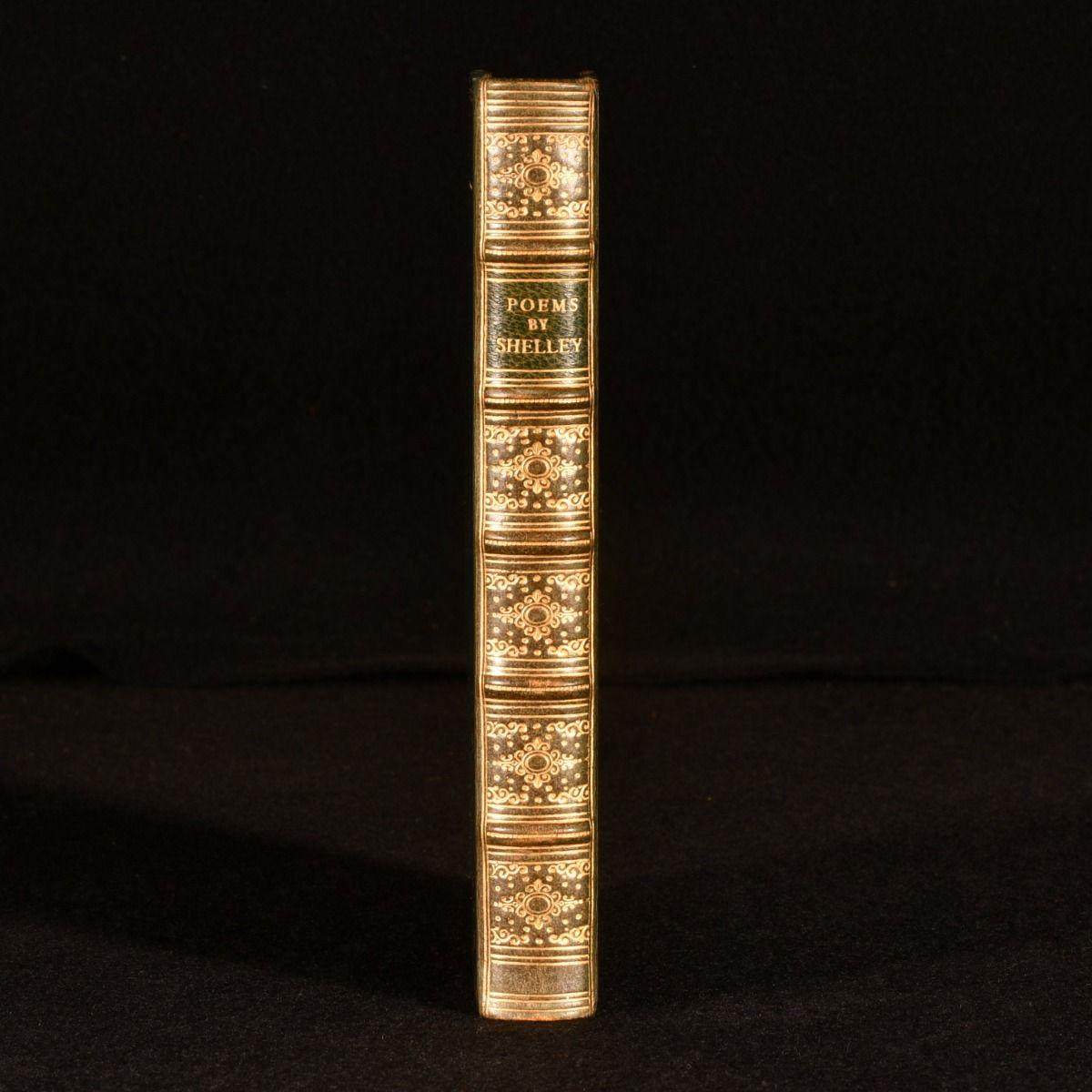 A smartly bound collection of poetry from Percy Bysshe Shelley.

With portrait frontispiece. A collection of poetry, including works such as: Hymn to Intellectual Beauty, Song of Proserpine, To a Skylark, Ode to the West Wind, Ozymandias, Adonais,