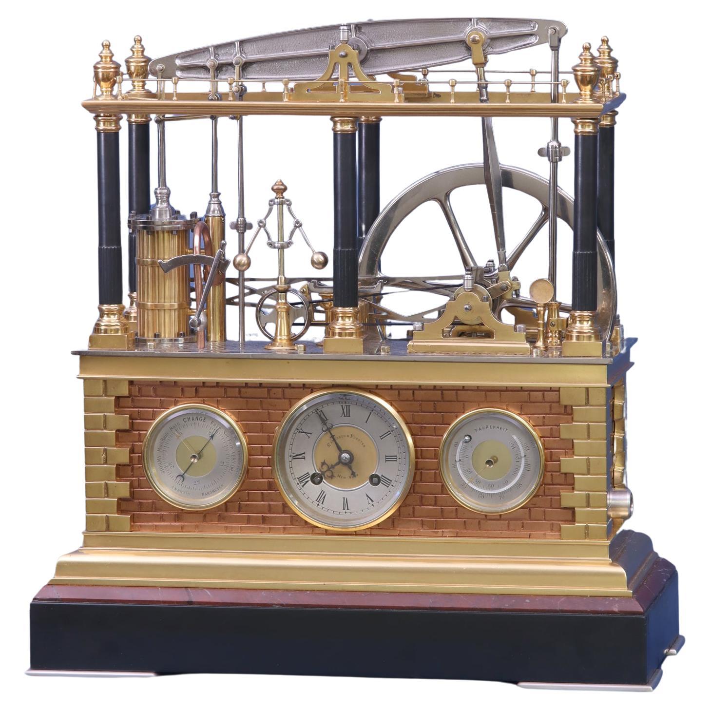 c.1900 Rare French 6-Column Automated Industrial Clock. 