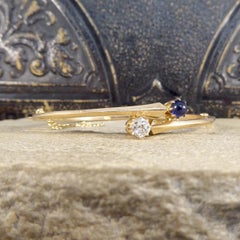 C1900 Russian Diamond and Cabochon Sapphire Bangle in 14ct Rose Yellow Gold