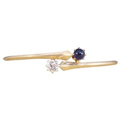 C1900 Russian Diamond and Cabochon Sapphire Bangle in 14ct Rose Yellow Gold