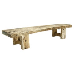 Antique C.1900, Rustic Elm Pig Bench