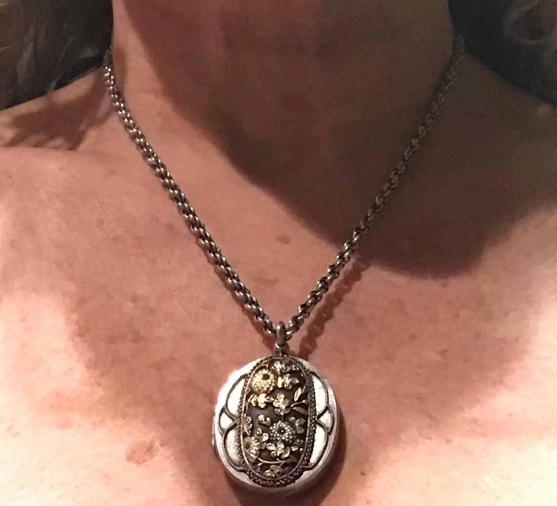 Shakudo Locket and Integrated Chain with Two Enchanting Scenes, circa 1900 9
