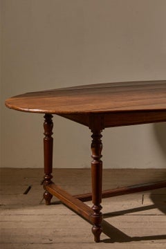 c.1900 Solid oak French oval dining table