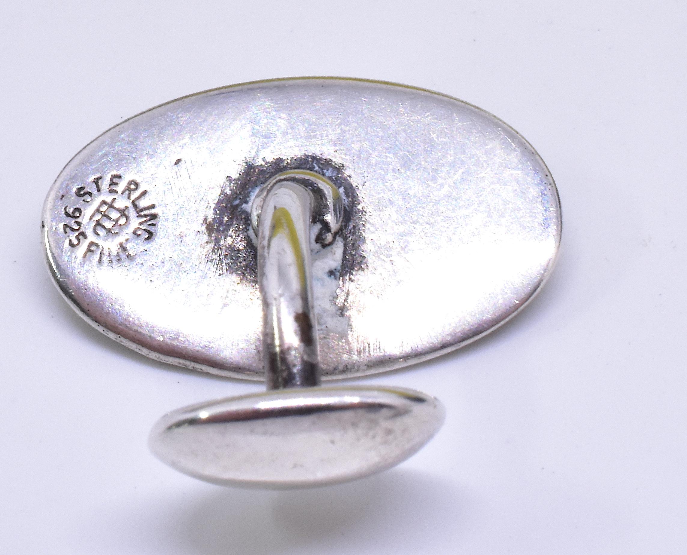 Art Nouveau Unger Brothers Egyptian Revival Silver Scarab Cufflinks, circa 1900 For Sale