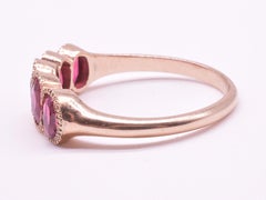 C1900 Victorian 15K 5 Stone Half Hoop cabochon Garnet Ring