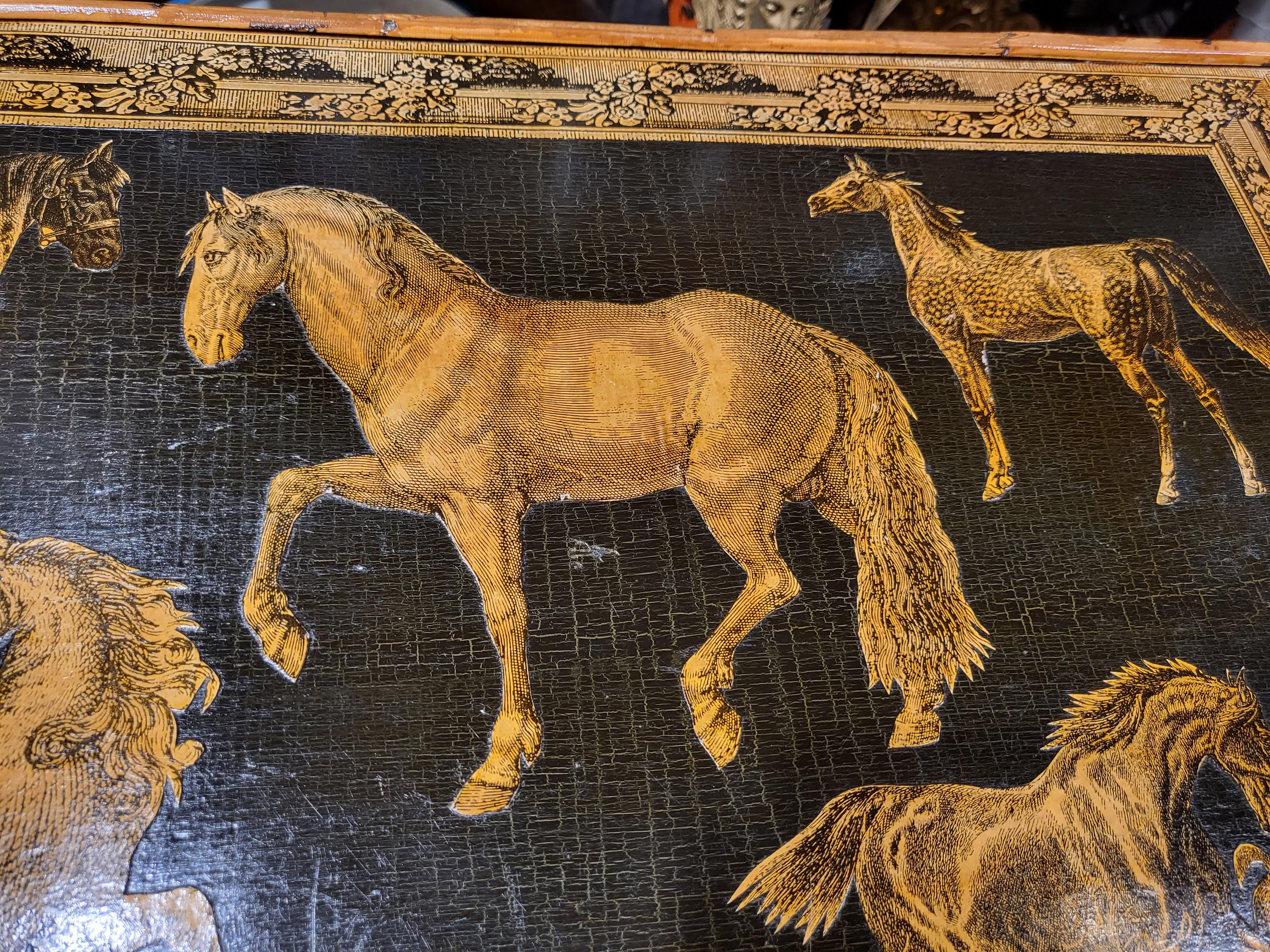 Européen C1900s Anglais Décor Cheval à deux larmes Bambou  Table d'appoint en vente