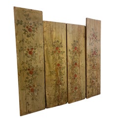 C1900s four french wooden panels with flower decorations
