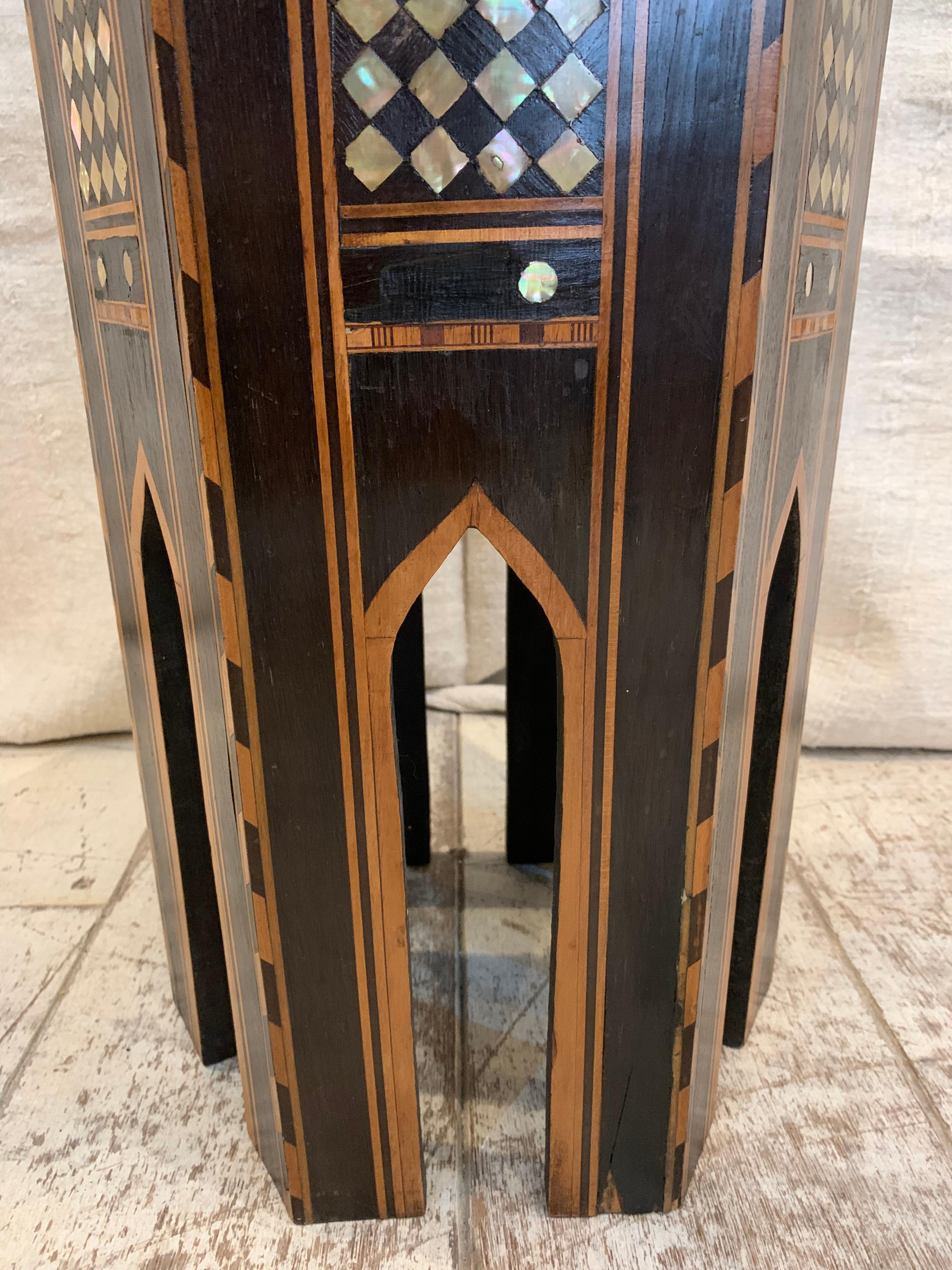 Late 19th Century C1900s Syrian octagonal small table with mother of pearl
