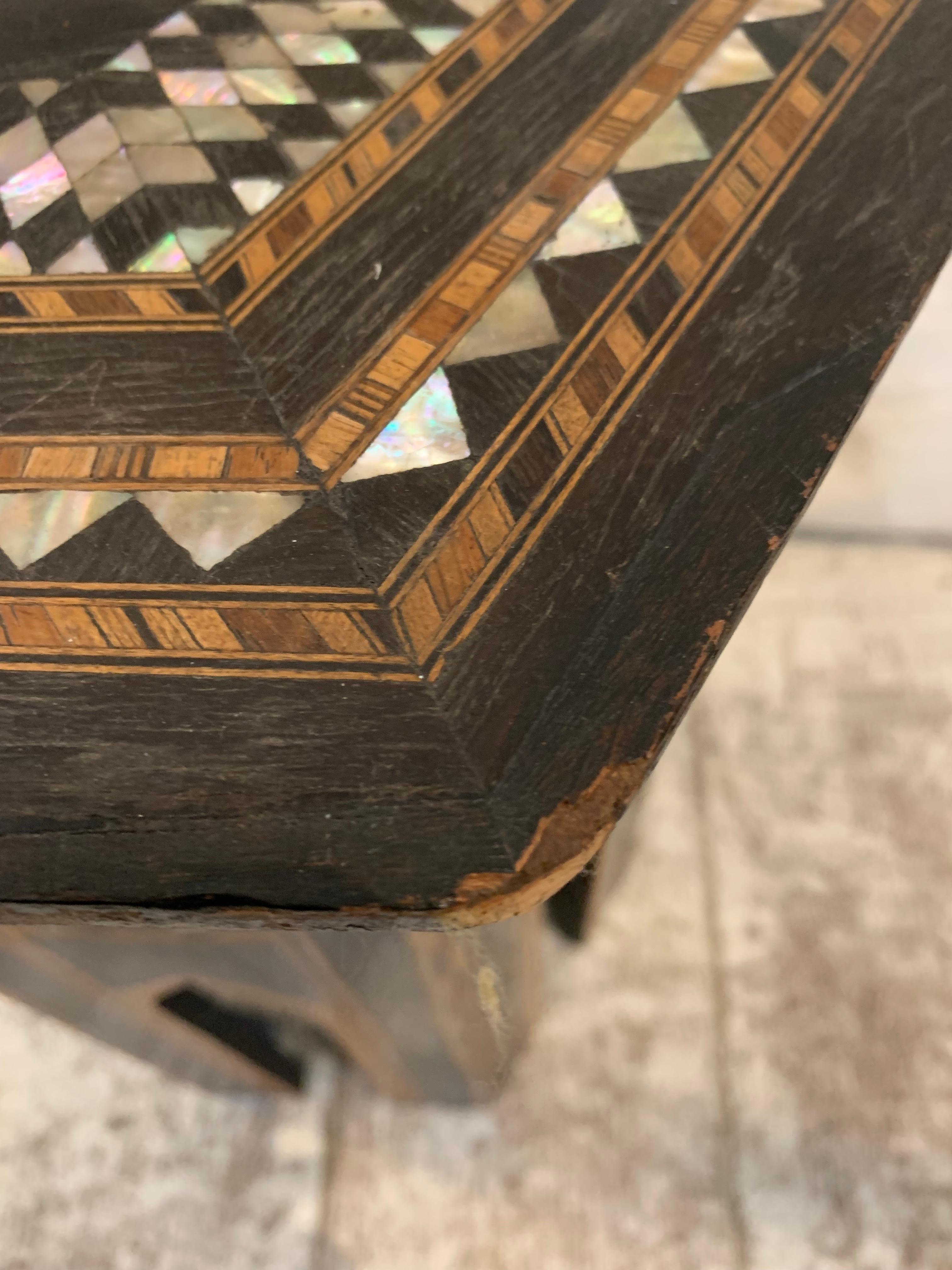 Mother-of-Pearl C1900s Syrian octagonal small table with mother of pearl
