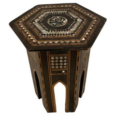 C1900s Syrian octagonal small table with mother of pearl