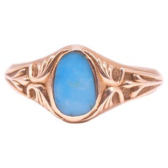 C1903 15K Art Nouveau Turquoise Solitaire Ring