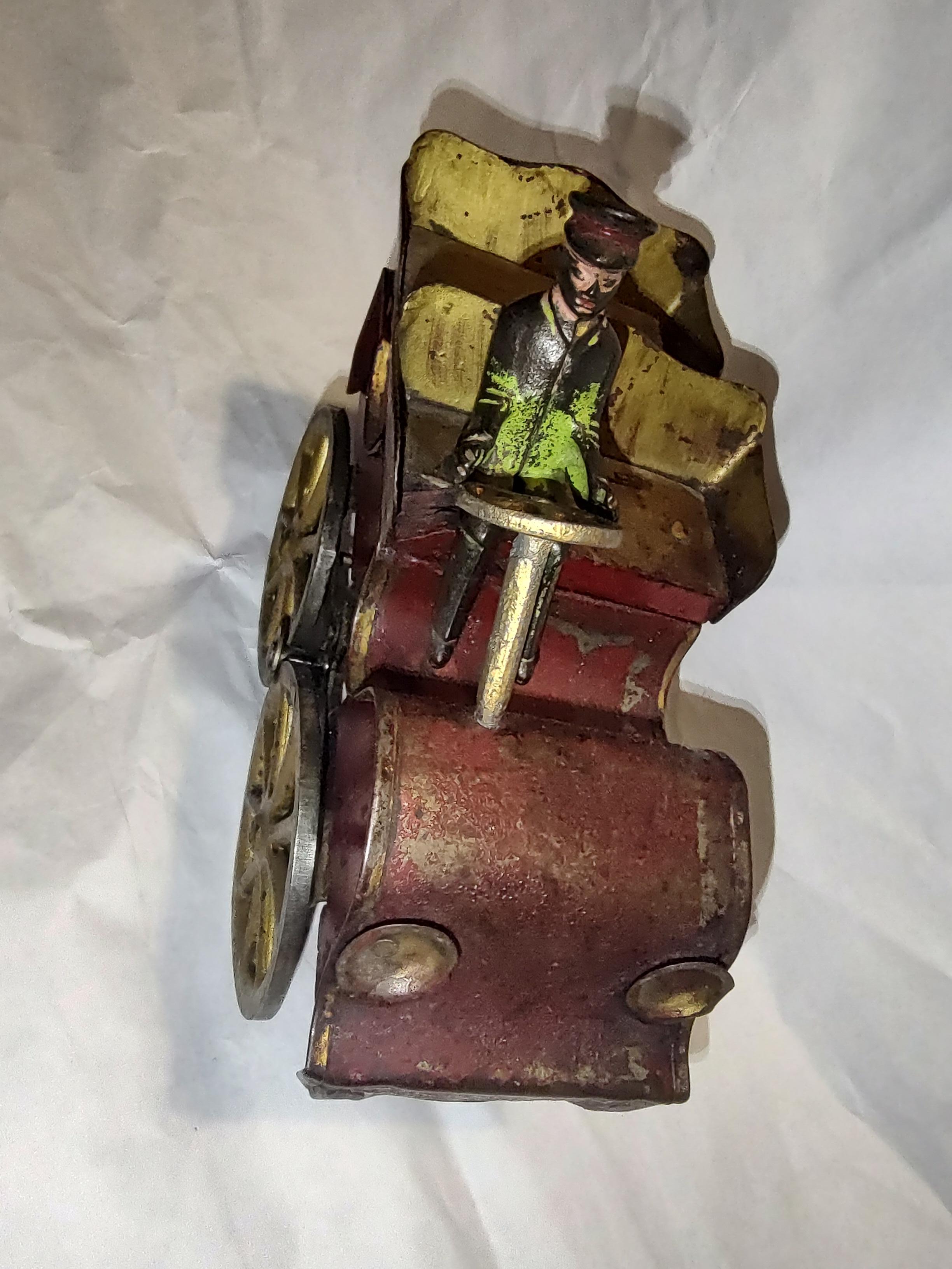 Tin & Wood Open Touring Hill Climber Toy Car by Clark, circa 1903 For Sale 3