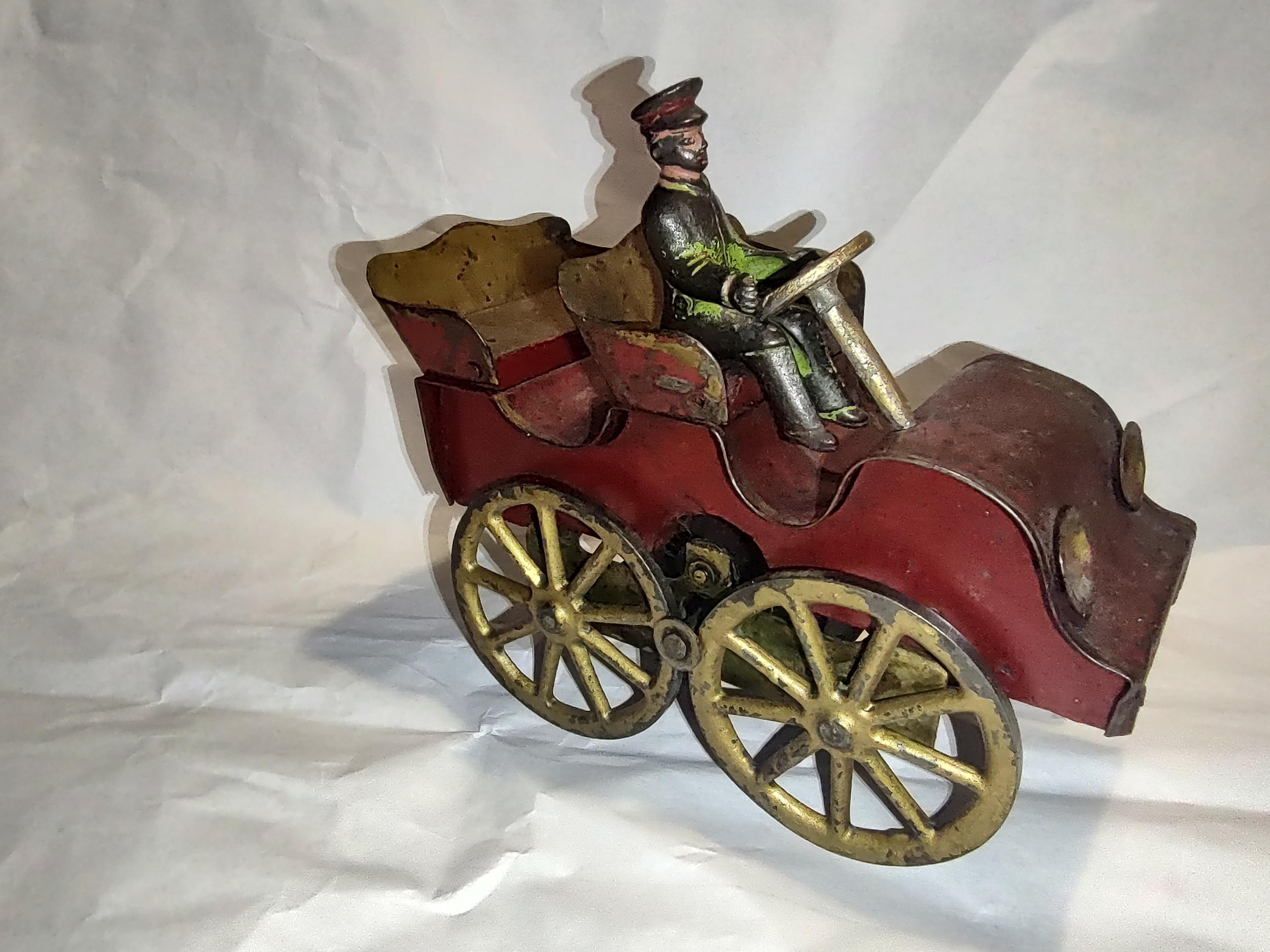 Tin & Wood Open Touring Hill Climber Toy Car by Clark, circa 1903 For Sale 4
