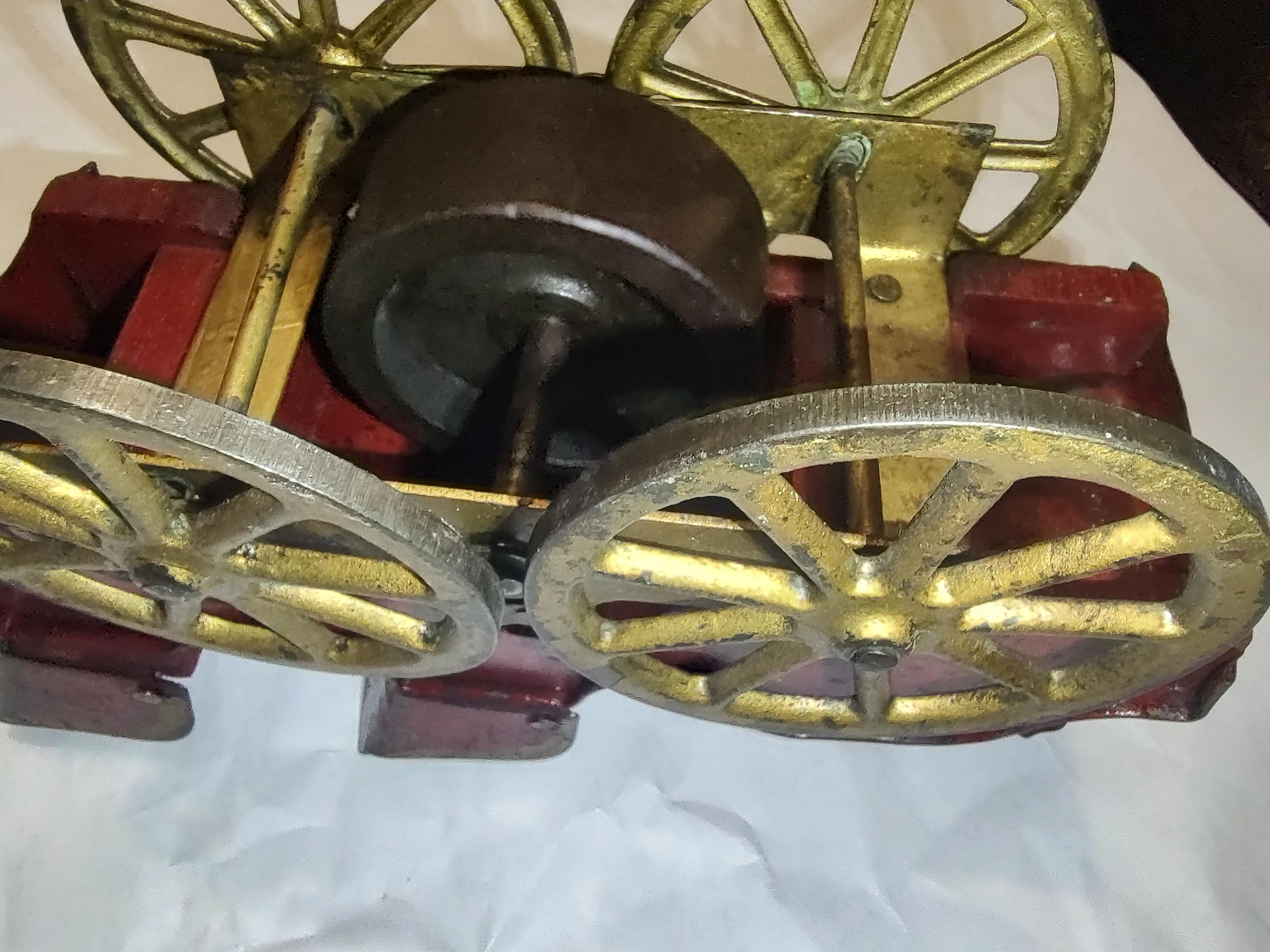 Iron Tin & Wood Open Touring Hill Climber Toy Car by Clark, circa 1903 For Sale