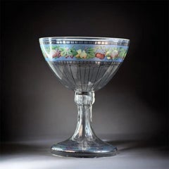c.1905–1925 Haida / Steinschönau Enamelled Glass Likör Compote, Bohemia, 10.6in