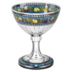 c.1905–1925 Haida / Steinschönau Enamelled Glass Likör Compote, Bohemia, 10.6in