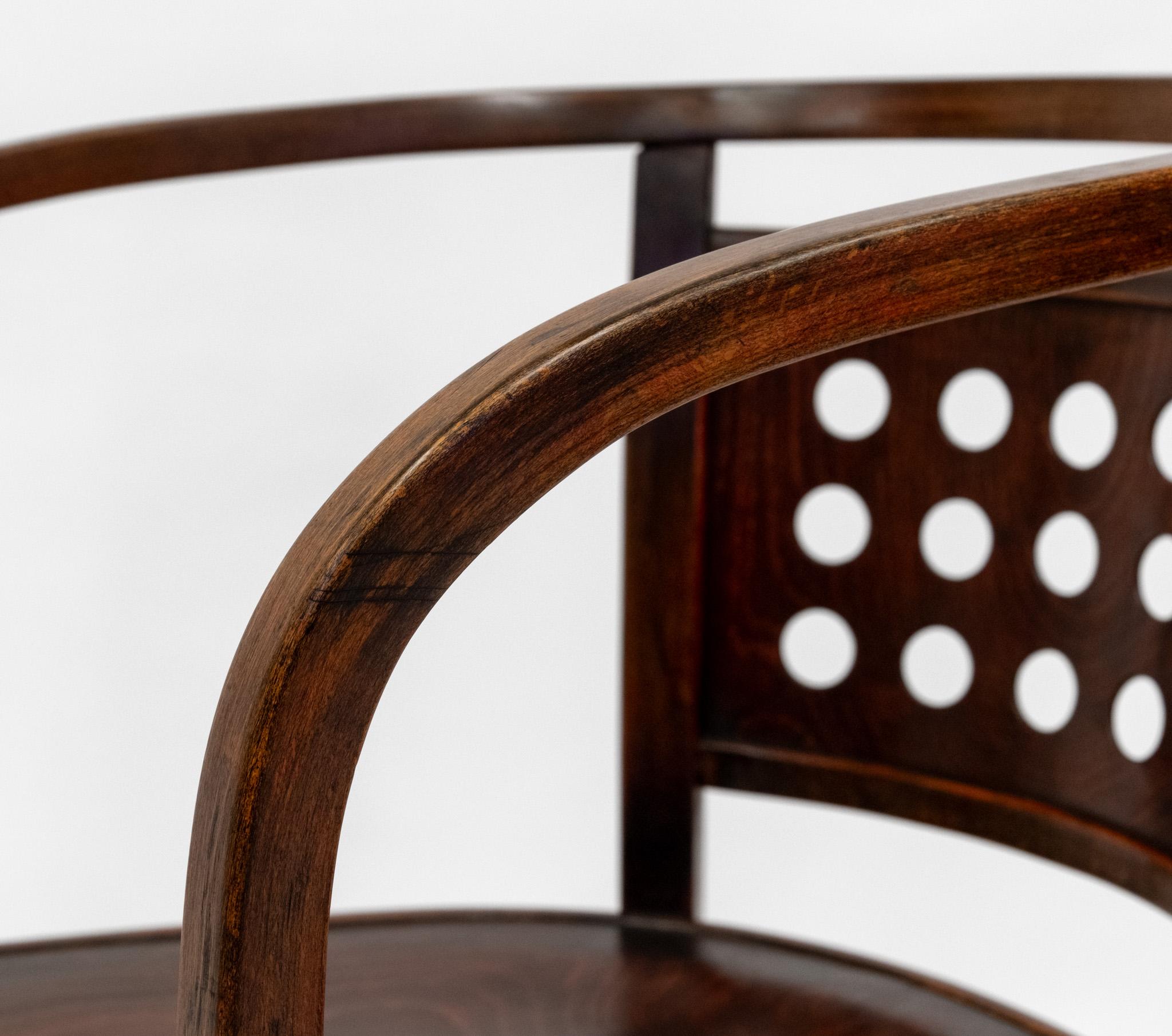 C1905 Pair Vienna Secessionist Bentwood Armchairs Designed By Otto Wagner Model For Sale 4