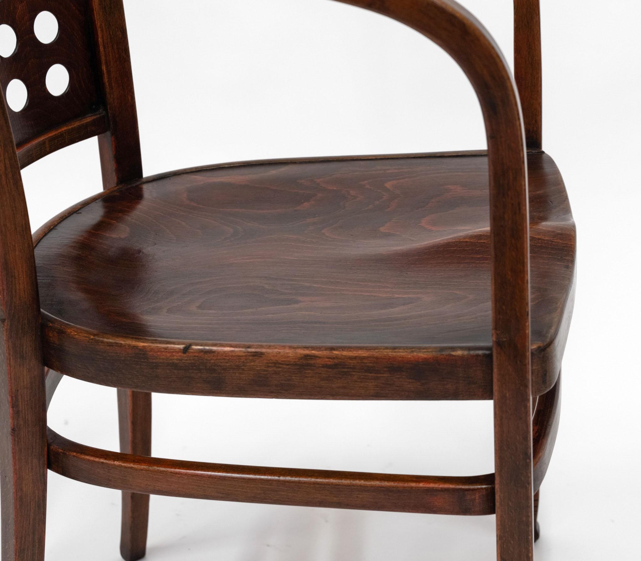 C1905 Pair Vienna Secessionist Bentwood Armchairs Designed By Otto Wagner Model For Sale 6